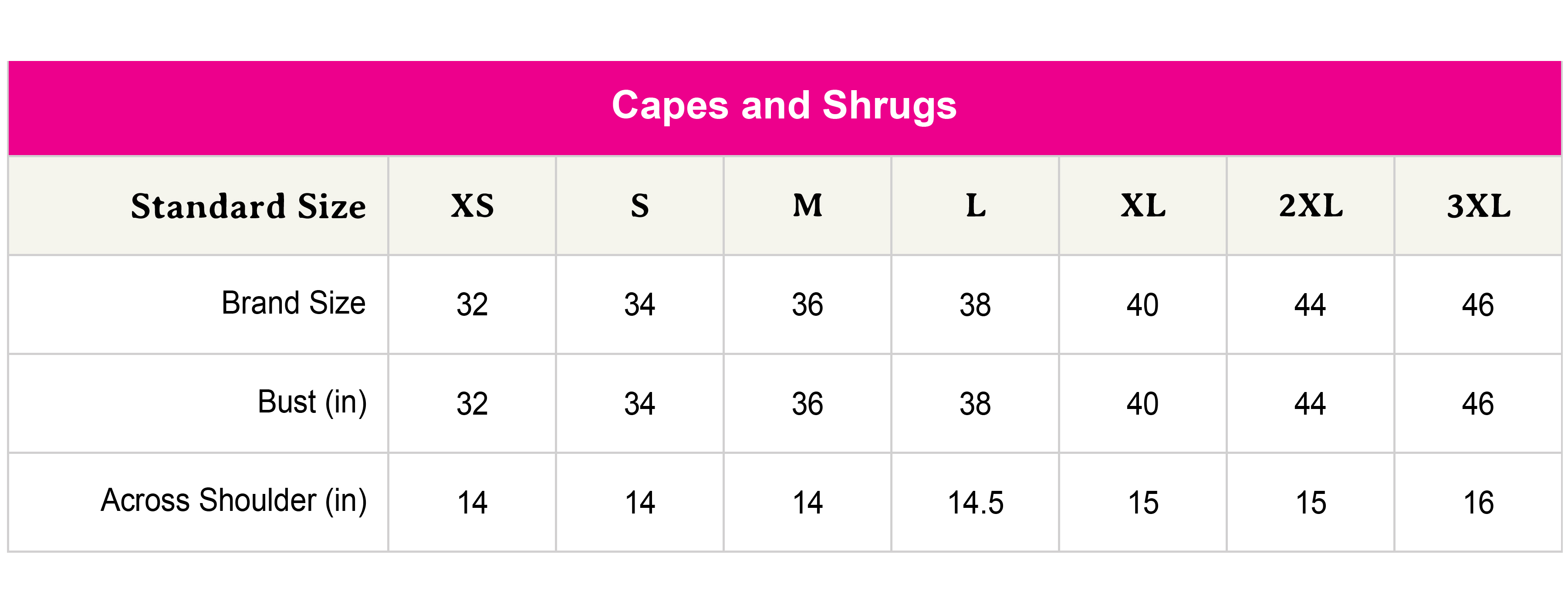 Size chart not availabe.